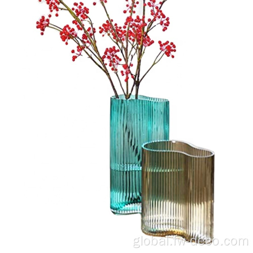 Flower Arrangement Modern Vase Vertical Pattern hydroponic Decorative Glass Vase Supplier